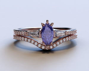 Marquise Tanzanite Engagement Ring - Art Deco Style