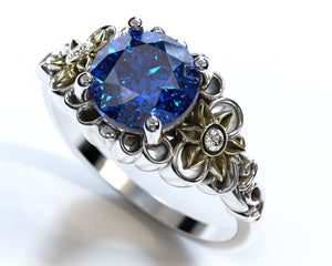 Flower Engagement Ring Sapphire 1.5 Carat