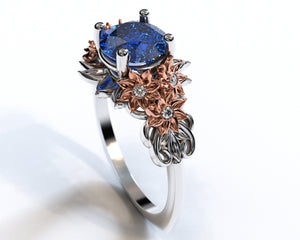 Flower Engagement Ring Sapphire