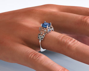 Flower Engagement Ring Sapphire