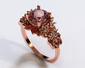 Morganite Flower Engagement Ring