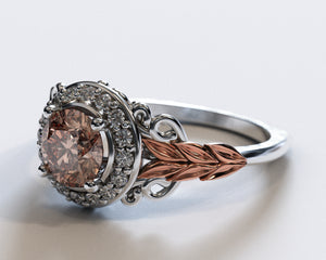 Flower Morganite Halo Engagement Ring