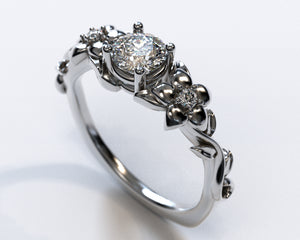 Flower Two Tone Gold Engagement Ring