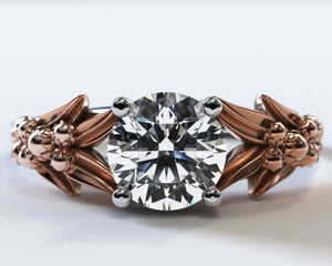 Unique Flower Shaped Two Tone Gold Solitaire Engagement Ring