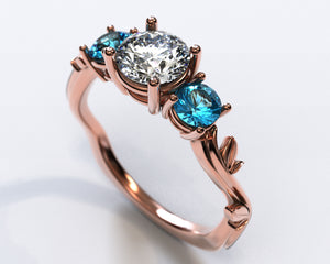 3 Stone Rose Gold Engagement Ring