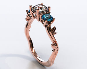 3 Stone Rose Gold Engagement Ring