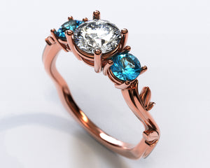 3 Stone Rose Gold Engagement Ring
