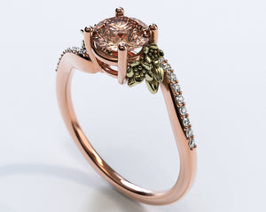Flower Shaped Two Tone Gold Morganite Engagement Ring