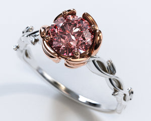 Two Tone Gold Morganite Engagement Ring