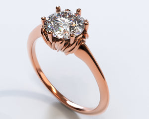 Floral Rose Gold Halo Moissanite Engagement Ring