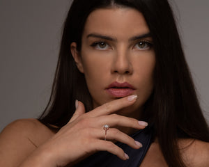 Floral Rose Gold Halo Moissanite Engagement Ring