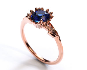 White Gold Flower Sapphire Engagement Ring