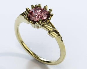 Unique Floral Morganite Halo Engagement Ring