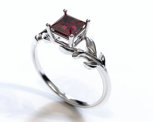 Unique Ruby Flower Engagement Ring