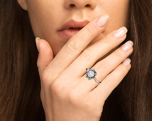 Unique Diamond Floral Engagement Ring