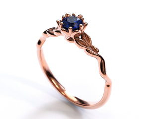 Unique Floral Sapphire Engagement Ring