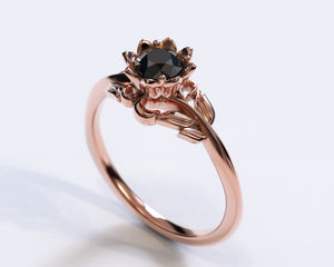 Unique Floral Emerald Engagement Ring