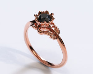 Unique Floral Emerald Engagement Ring