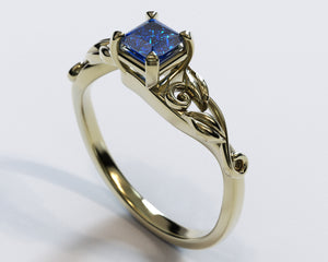 Unique Princess Cut Sapphire Engagement Ring