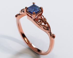 Unique Princess Cut Sapphire Engagement Ring