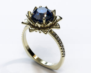 Ice Sapphire Flower Engagement Ring