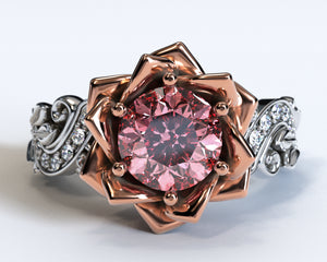 Lotus Flower Morganite Engagement Ring