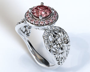 Flower Halo Morganite Engagement Ring