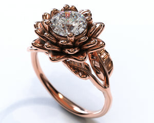 Unique Flower Moissanite Engagement Ring