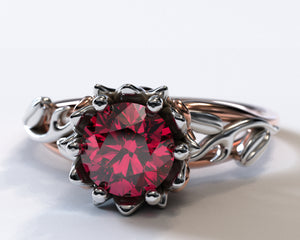 Floral Ruby Engagement Ring