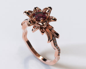 Ruby Flower Engagement Ring