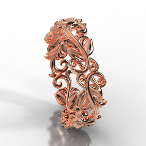 Rose Gold Leaf Wedding Band