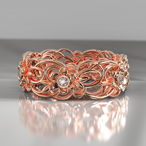 Rose Gold Flower Wedding Ring