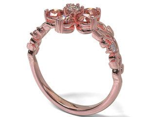 Plumeria Flower Morganite Engagement Ring