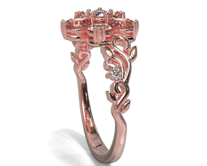 Plumeria Flower Morganite Engagement Ring