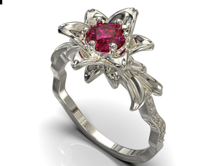 Ruby Flower Engagement Ring