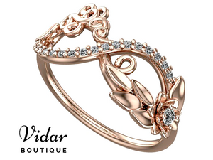 Unique Flower Infinity Diamond Rose Gold Wedding Band For Women