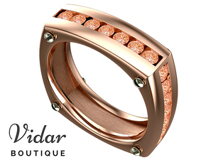 Two Tone Morganite Mens Wedding Band