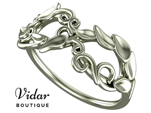 Flower Infinity White Gold Wedding Band For Women