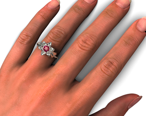 Ruby Flower Engagement Ring