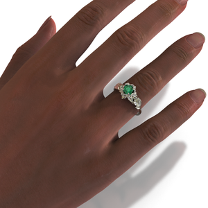 Lotus Flower Emerald Engagement Ring