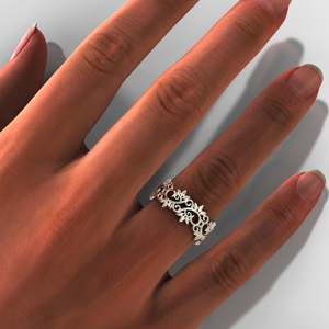 White Gold Leaf Wedding Band