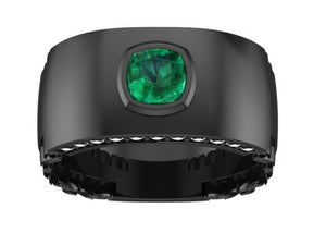 emerald and diamond wedding band