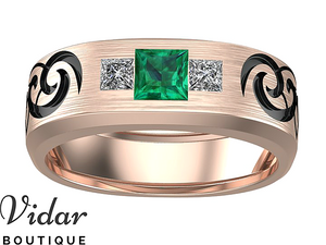 emerald and diamond wedding band