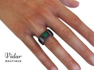 Mens Emerald Wedding Band
