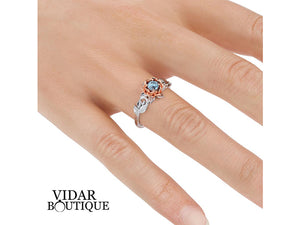 Aquamarine Lotus Flower Engagement Ring