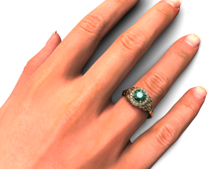Floral Emerald Engagement Ring
