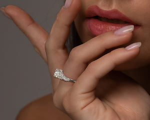 Flower White Gold Engagement Ring