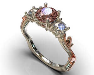 3 Stone Morganite Engagement Ring