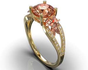 Two Tone Peach Morganite Engagement Ring