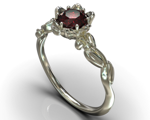 Unique Floral Ruby Engagement Ring